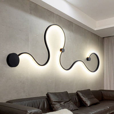 Modern Long Aluminum Snake Shaped 1-Light Curved LED Wall Sconce Lamp