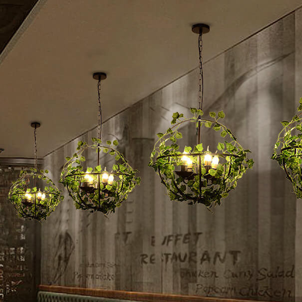 Farmhouse Basket Cage 1-Light Vine Pendant Light 4 Design