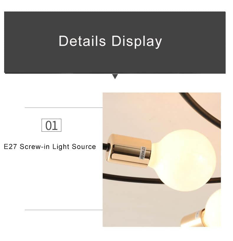 Wrought Iron 6-Light Petal Shaped Semi-Flush Mount Lighting
