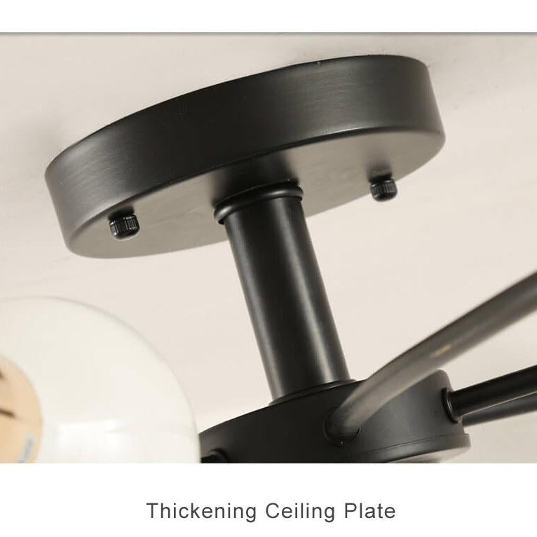 Wrought Iron 6-Light Petal Shaped Semi-Flush Mount Lighting