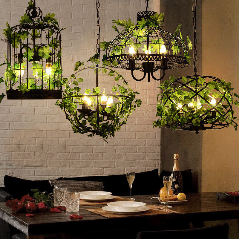 Farmhouse Basket Cage 1-Light Vine Pendant Light 4 Design