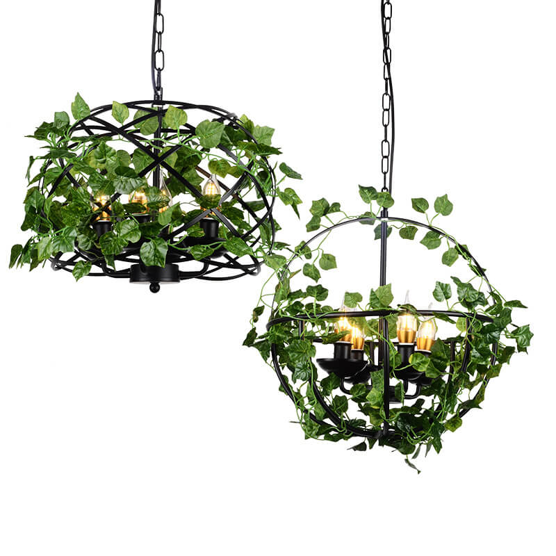 Farmhouse Basket Cage 1-Light Vine Pendant Light 4 Design