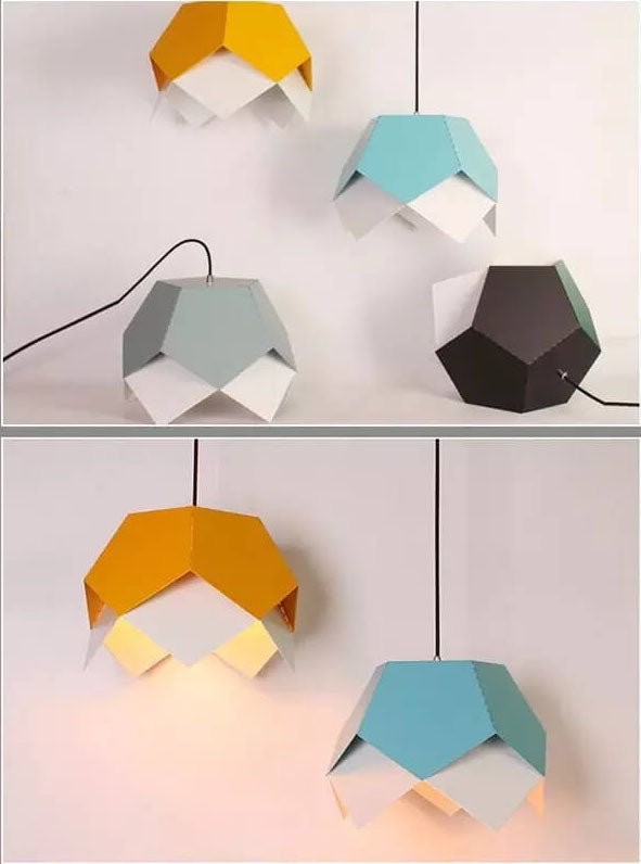 Modern Creative Colorful Geometric Lotus 1-Light Pendant Light