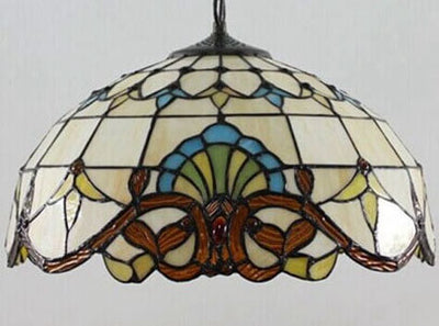 Vintage Tiffany Buntglas Kuppel 1-Licht Pendelleuchte 