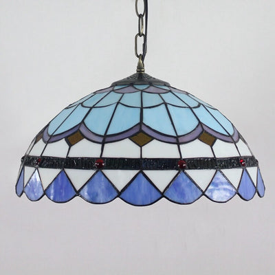 Tiffany Blue Glass 1-Light Dome Pendant Light