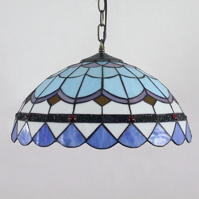 Tiffany Blue Glass 1-Light Dome Pendelleuchte 