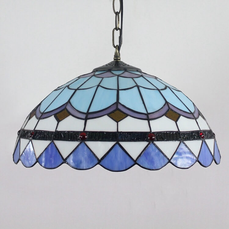 Tiffany Blue Glass 1-Light Dome Pendant Light