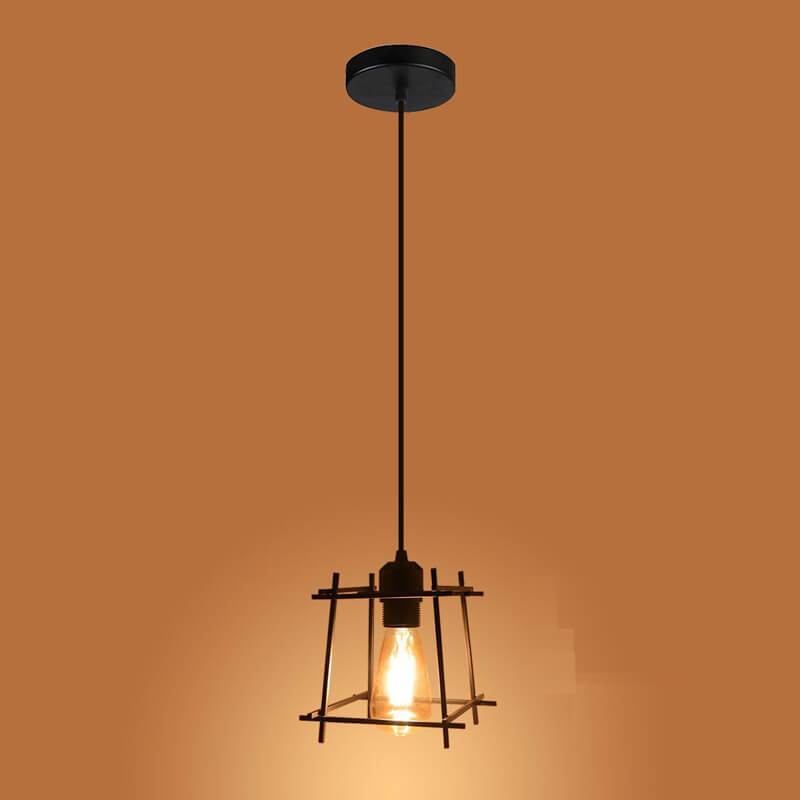 Wrought Iron 1-Light  Tic Tac Toe Shaped Pendant Light