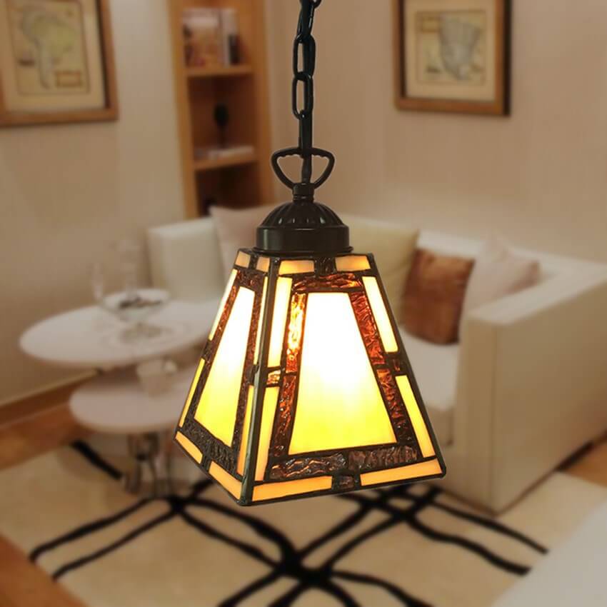 Tiffany Buntglas 1-Licht Geometrische Pendelleuchte 