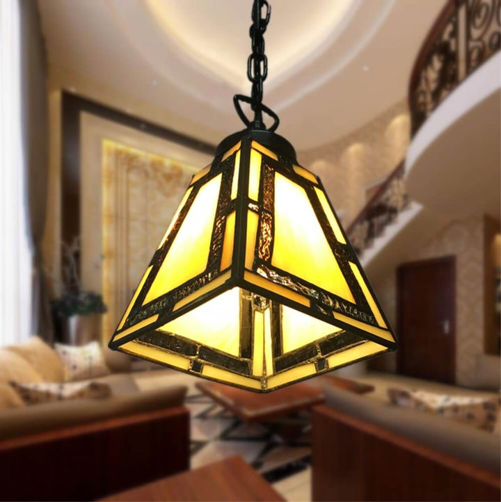 Tiffany Buntglas 1-Licht Geometrische Pendelleuchte 
