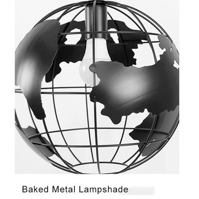 Earth Shaped Metal Lampshade 1-Light Globe Pendant Light