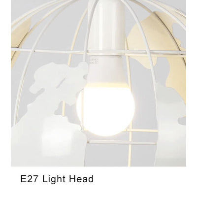 Erdförmiger Lampenschirm aus Metall, 1-flammig, Kugel-Pendelleuchte 