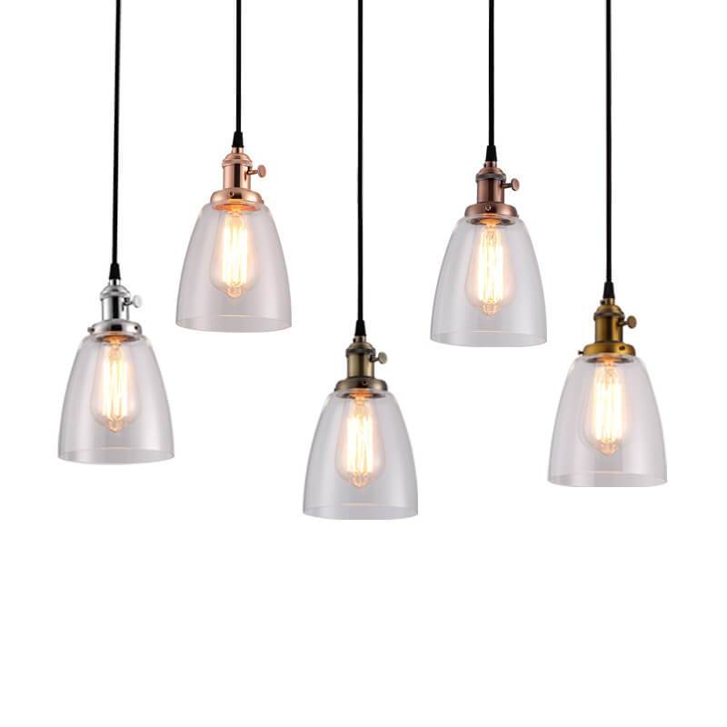 Suspension Luminaire à 1 Lumière avec Abat-Jour en Verre Rétro Industriel 