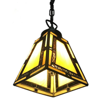 Tiffany Stained Glass 1-Light Geometric Pendant Light