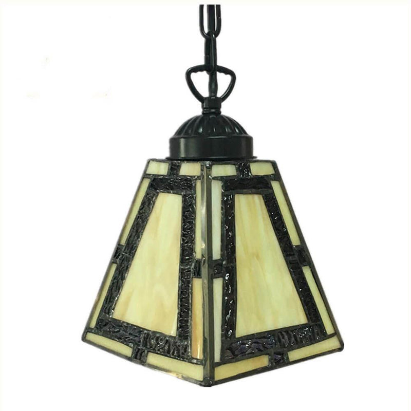 Tiffany Stained Glass 1-Light Geometric Pendant Light