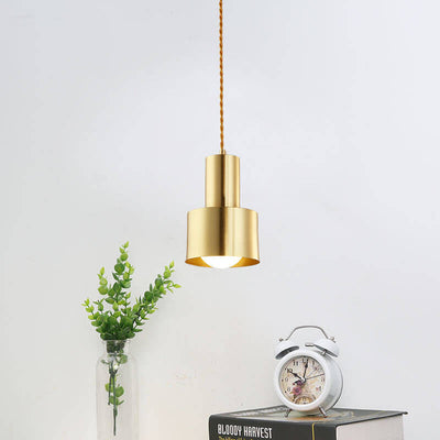 Post-Modern Cylindrical Shape Copper 1-Light Pendant Light