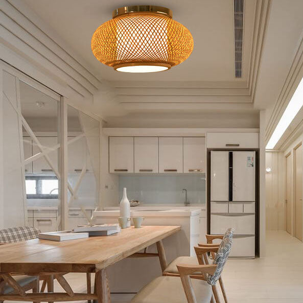 إضاءة LED دائرية بتصميم نسج الخيزران 