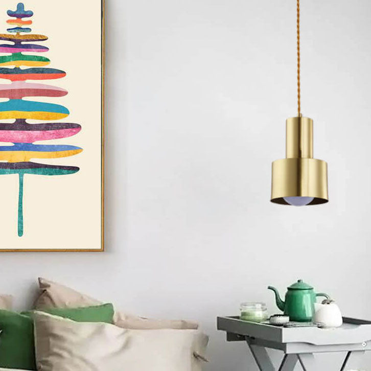 Post-Modern Cylindrical Shape Copper 1-Light Pendant Light