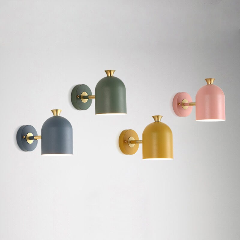 Aplique de pared de 1 luz con pantalla cilíndrica de metal Macaron moderno 