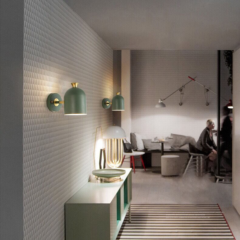 Aplique de pared de 1 luz con pantalla cilíndrica de metal Macaron moderno 