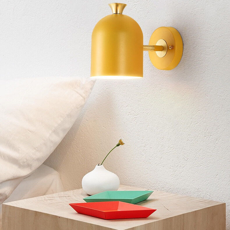 Aplique de pared de 1 luz con pantalla cilíndrica de metal Macaron moderno 