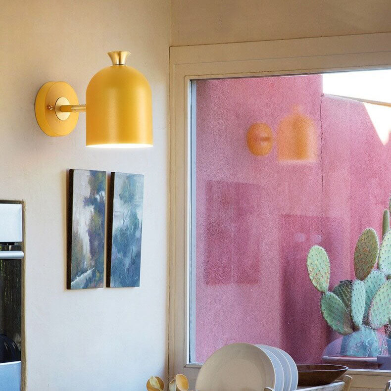 Aplique de pared de 1 luz con pantalla cilíndrica de metal Macaron moderno 