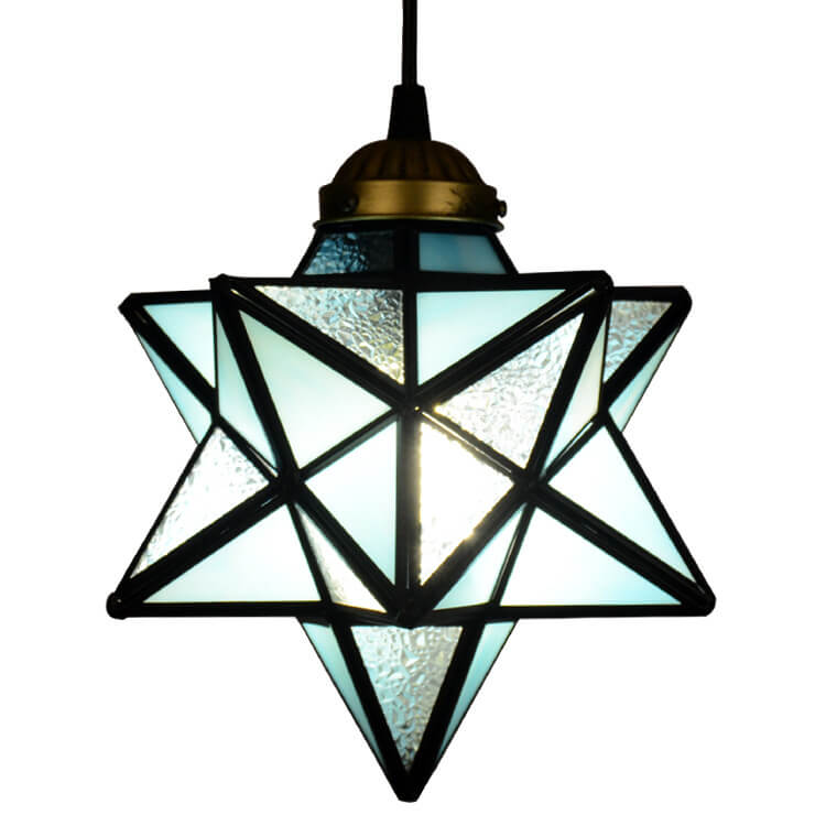 Tiffany Star Shade Icy Clear Glass 1-Light LED Pendant Light