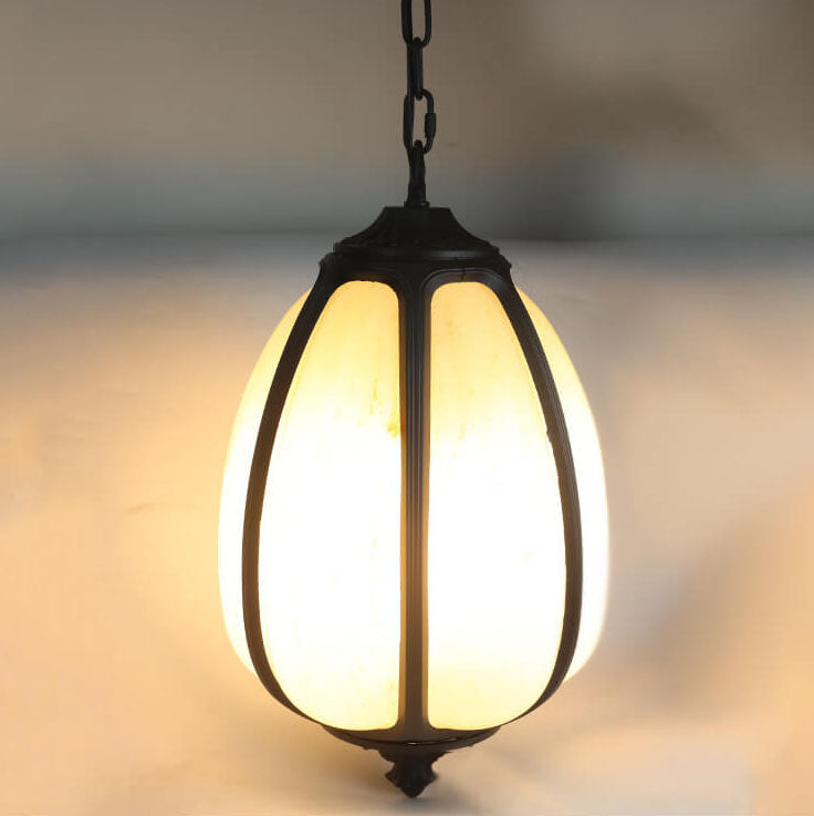 Lámpara colgante exterior de 1 luz con pantalla de calabaza de jade de imitación moderna 