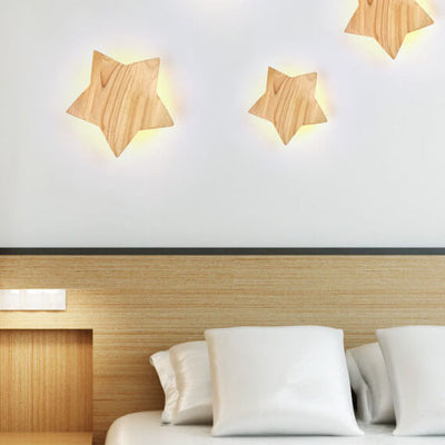 Star Shaped Wooden 1-Light Mood LED Wall Sconce Lamp
