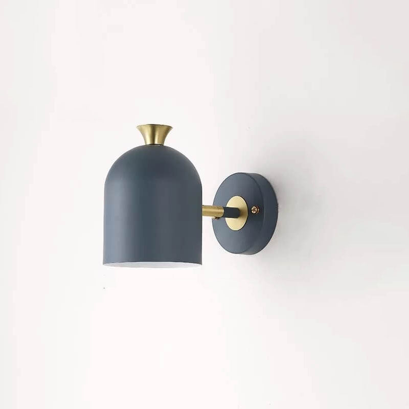 Aplique de pared de 1 luz con pantalla cilíndrica de metal Macaron moderno 