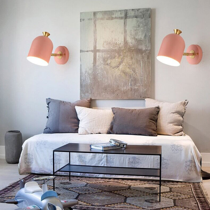 Aplique de pared de 1 luz con pantalla cilíndrica de metal Macaron moderno 
