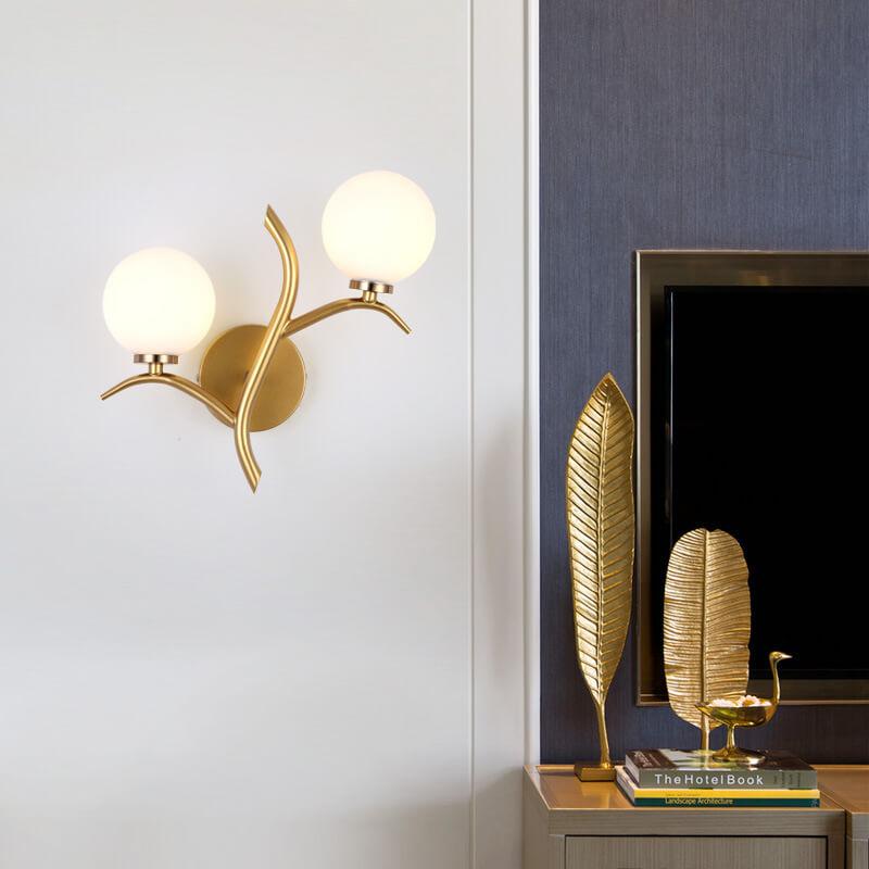 Lámpara Aplique de LED con Forma de Rama de Árbol de 2 Luces con Bola de Cristal 