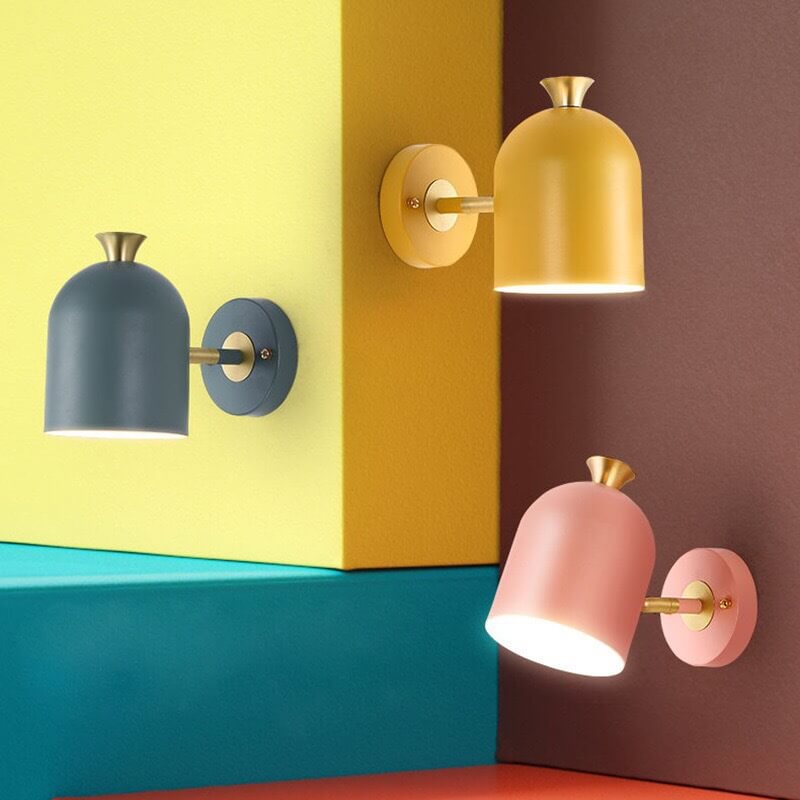 Aplique de pared de 1 luz con pantalla cilíndrica de metal Macaron moderno 
