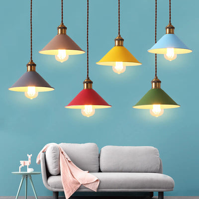 Nordic Macaron Bell Shade Metal 1-Light Pendant Light