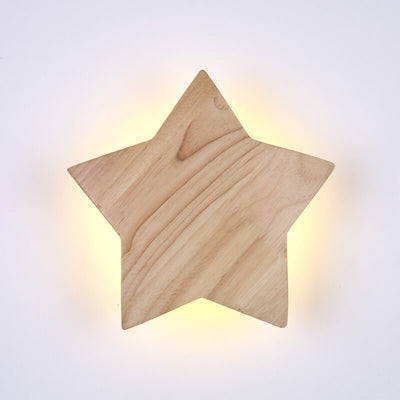 Star Shaped Wooden 1-Light Mood LED Wall Sconce Lamp