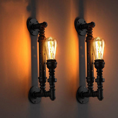 Industrial Retro Rust Pipe 1-Light Wall Sconce Lamps