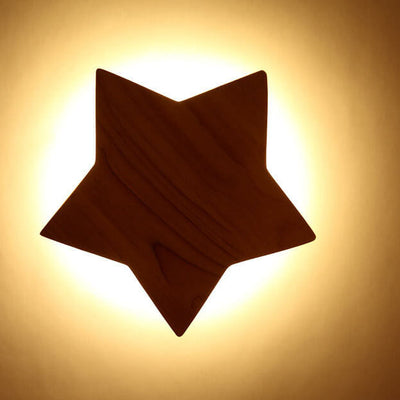 Star Shaped Wooden 1-Light Mood LED Wall Sconce Lamp
