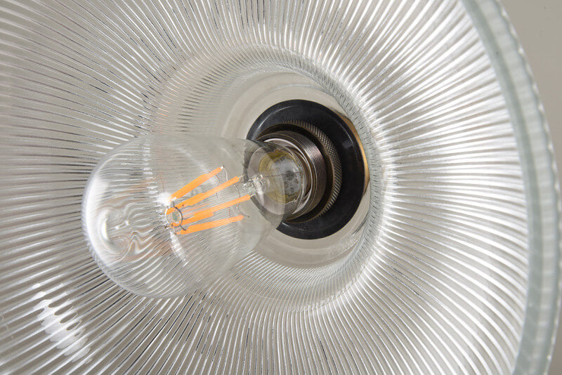 Vintage Striped Pot Lid Glass 1-Light Pendant Light