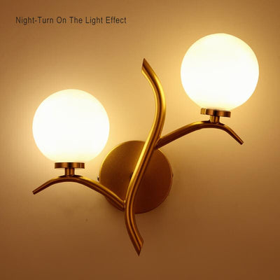 Glass Ball 2-Light Tree Branch Shape LED Armed Sconce Lamp