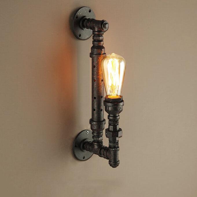 Industrial Retro Rust Pipe 1-Light Wall Sconce Lamps