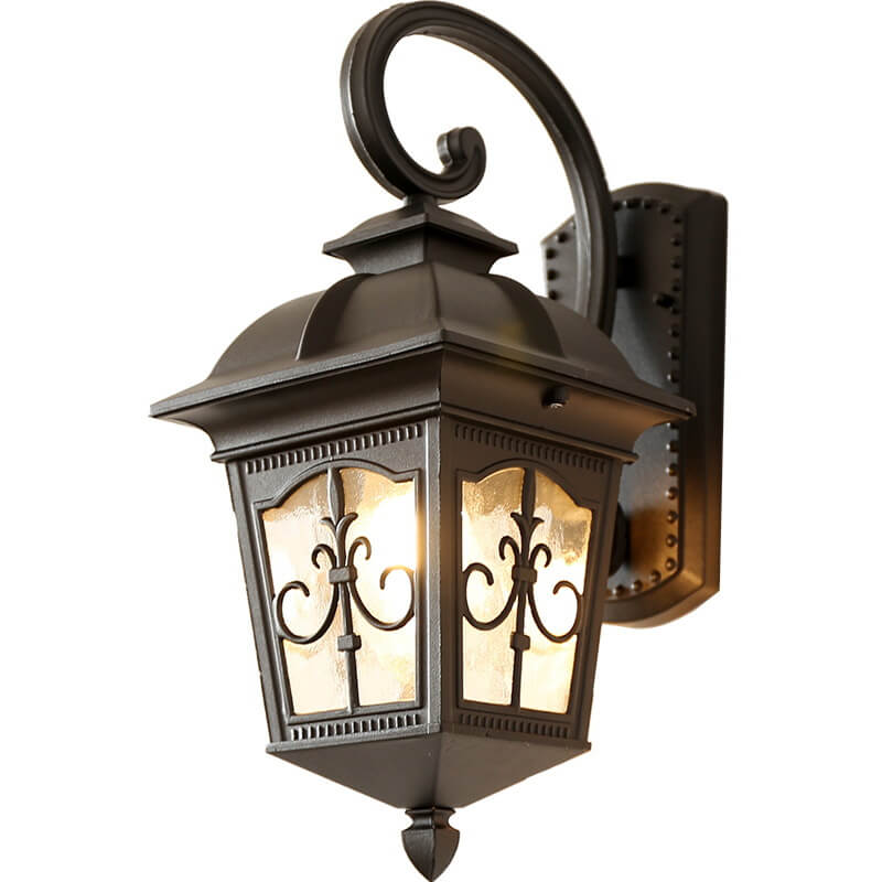 European-style Vintage Square Lantern Outdoor Waterproof Wall Sconce Lamp