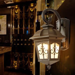 European-style Vintage Square Lantern Outdoor Waterproof Wall Sconce Lamp