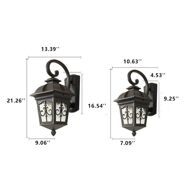 European-style Vintage Square Lantern Outdoor Waterproof Wall Sconce Lamp