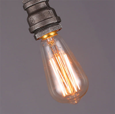 Suspension Luminaire Industriel Rétro en Tuyau d'Eau Métallique Vieilli à 1 Lumière 