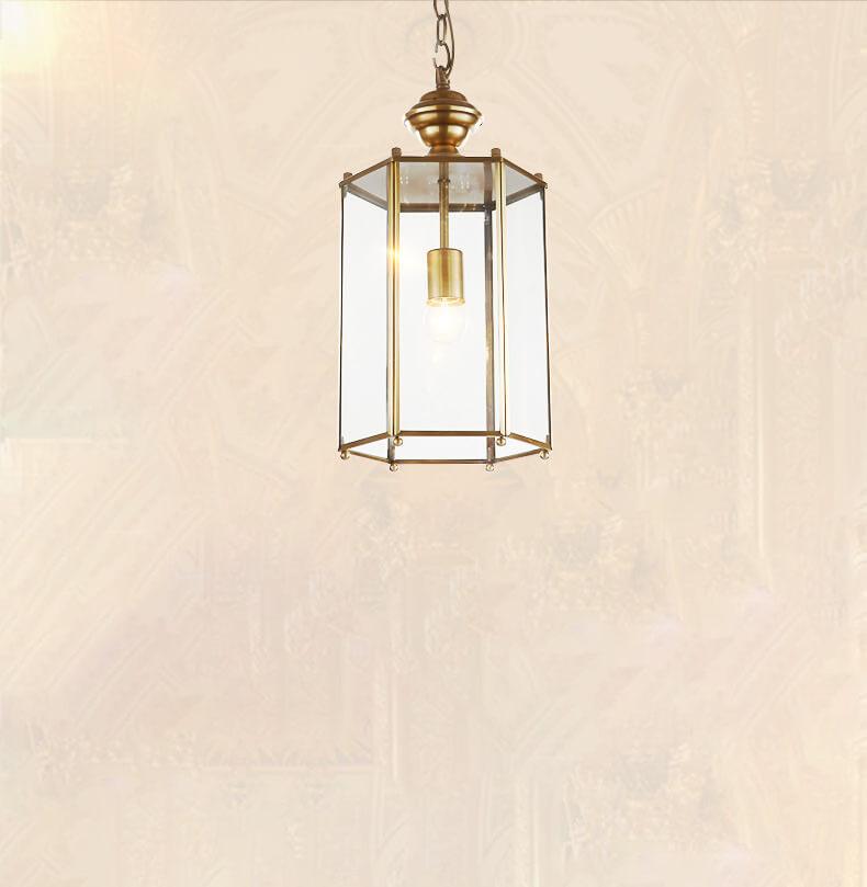Vintage Messing Glas Zylinderschirm 1-Licht hängende Laterne Pendelleuchte 