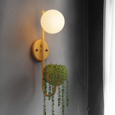 Sphere 1-Light Storage Box Planting Pot Decoration Wall Sconce Lamps