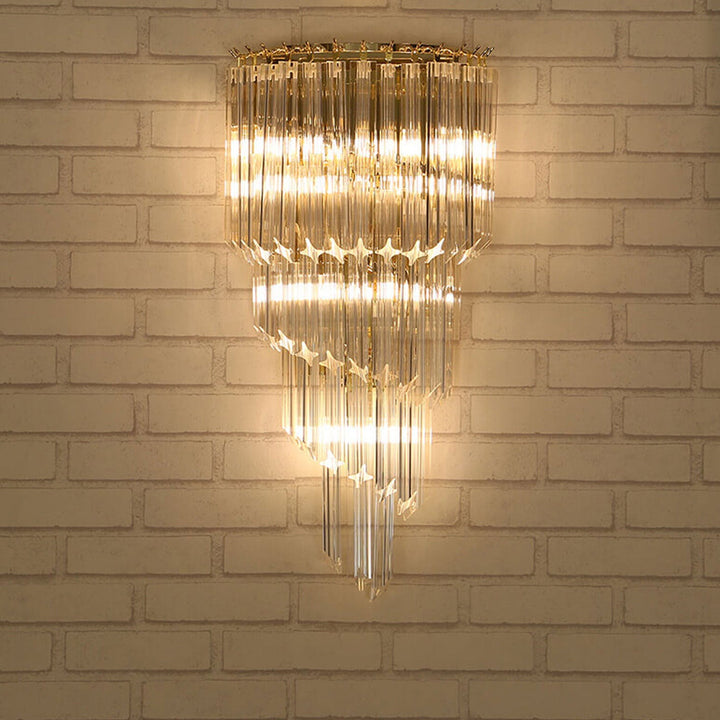 Applique Murale Moderne de Luxe en Cristal à Quatre Couches avec 4 Lumières 