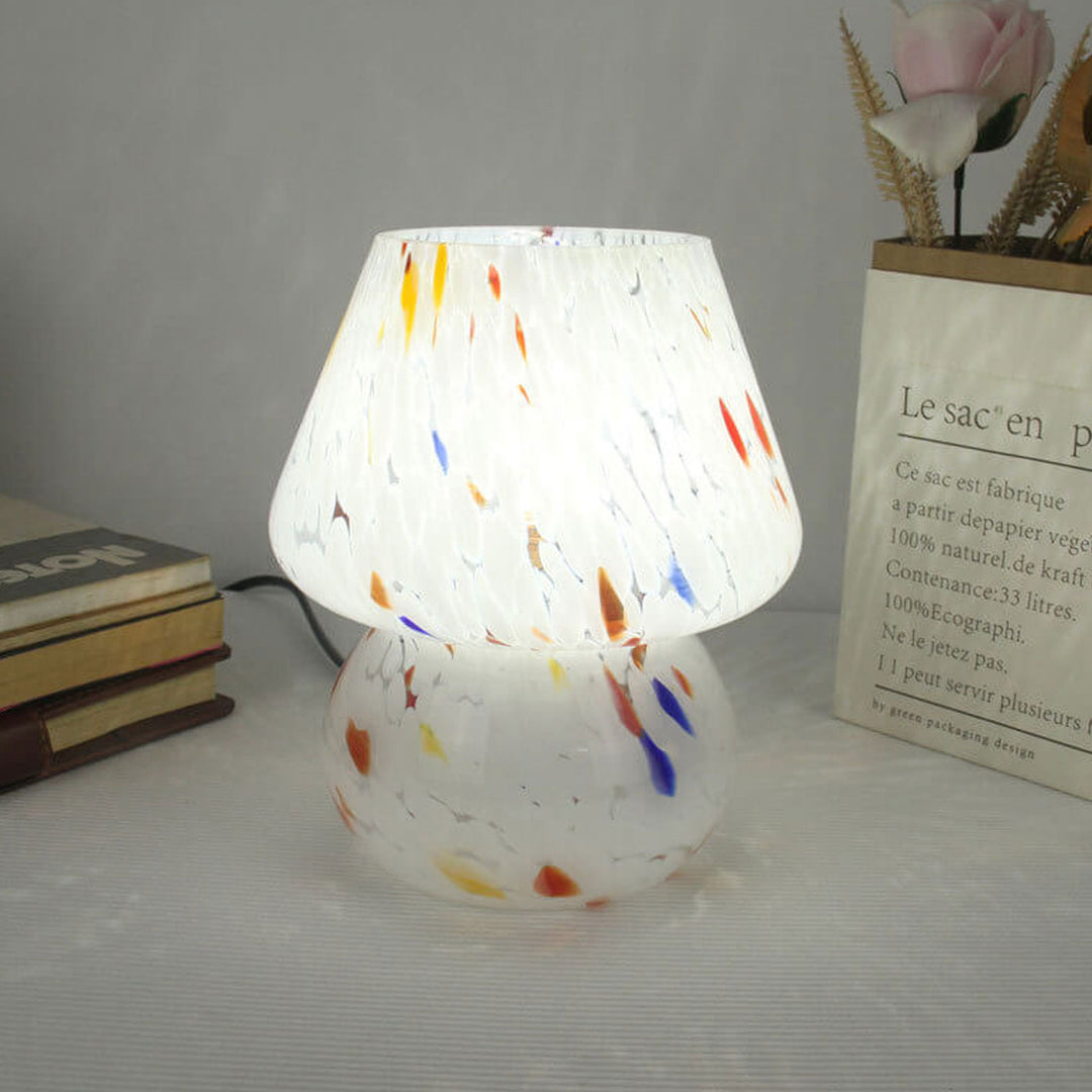 Lampe de table à 1 lumière avec bouteille champignon en verre teinté moderne 