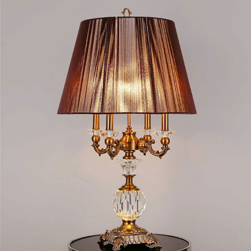 Lampe de table de luxe en alliage de zinc et cristal à 1 lumière, style européen 