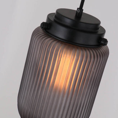 Nordic Vintage Striped Glass Oval 1-Light Pendant Light